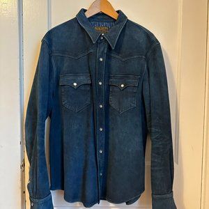 Relist - Please Offer - RRL Limited Edition Indigo Suede Shirt XL